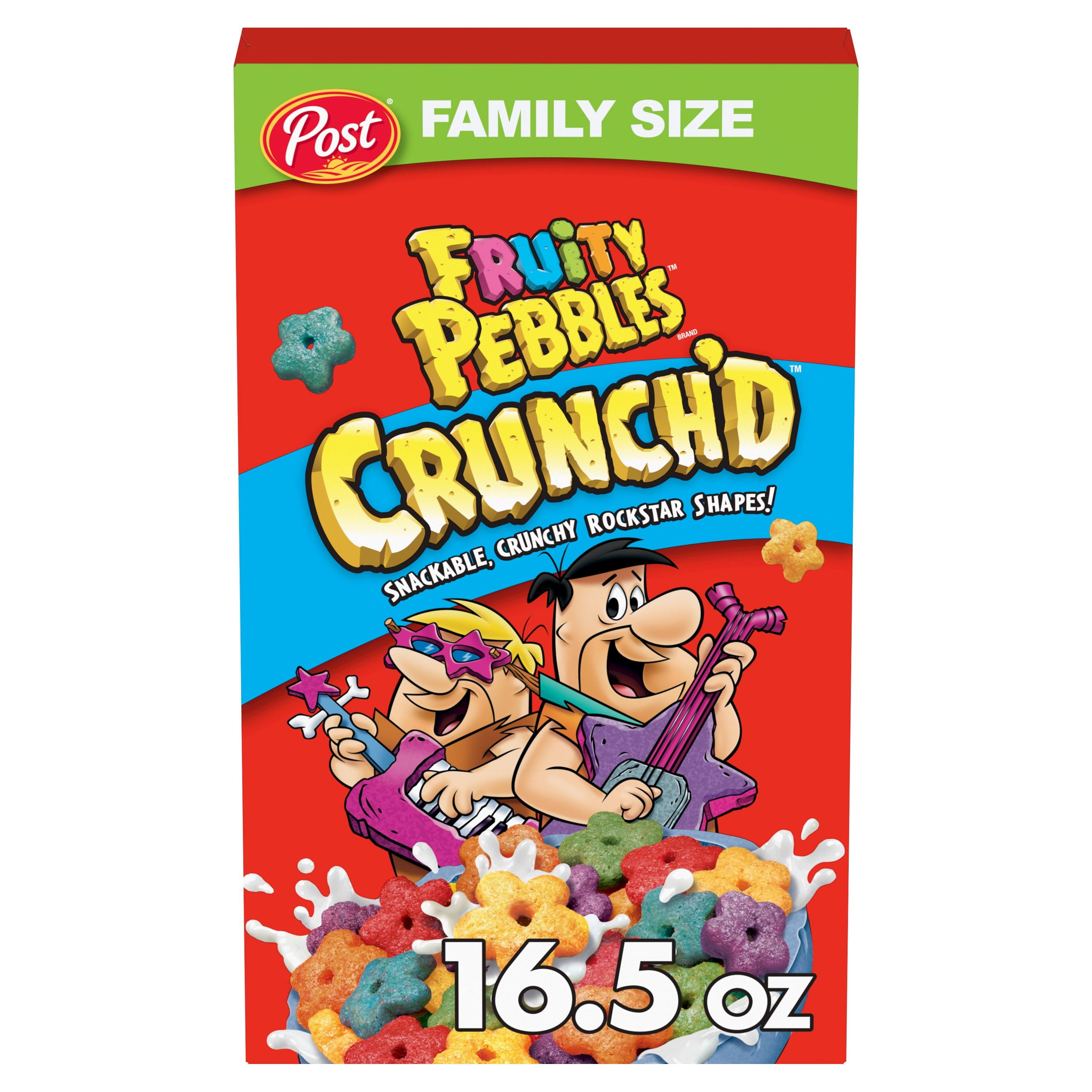 Post Fruity PEBBLES Crunch'D Breakfast Cereal, Fruity Family Size