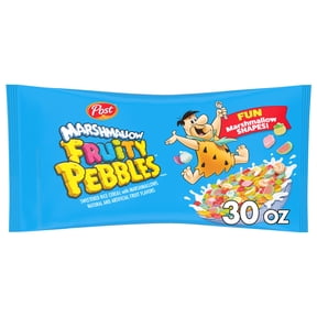 Post Marshmallow Fruity PEBBLES Breakfast Cereal, Gluten Free with Marshmallows, 30 oz Bag
