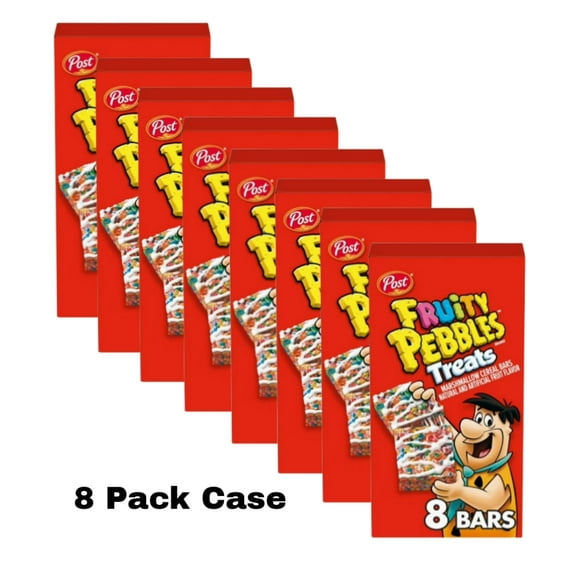 Post Fruity Pebbles Treats, Marshmallow Cereal Bars, 6.2oz, 8 Count Box, Pack of 8 (Case Pack)