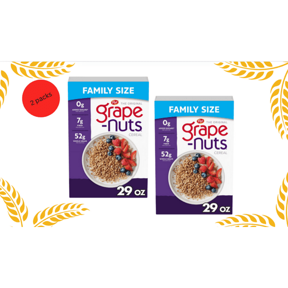 Post Grape-Nuts Original Breakfast Cereal, 29 oz Boxes, 2 Pack