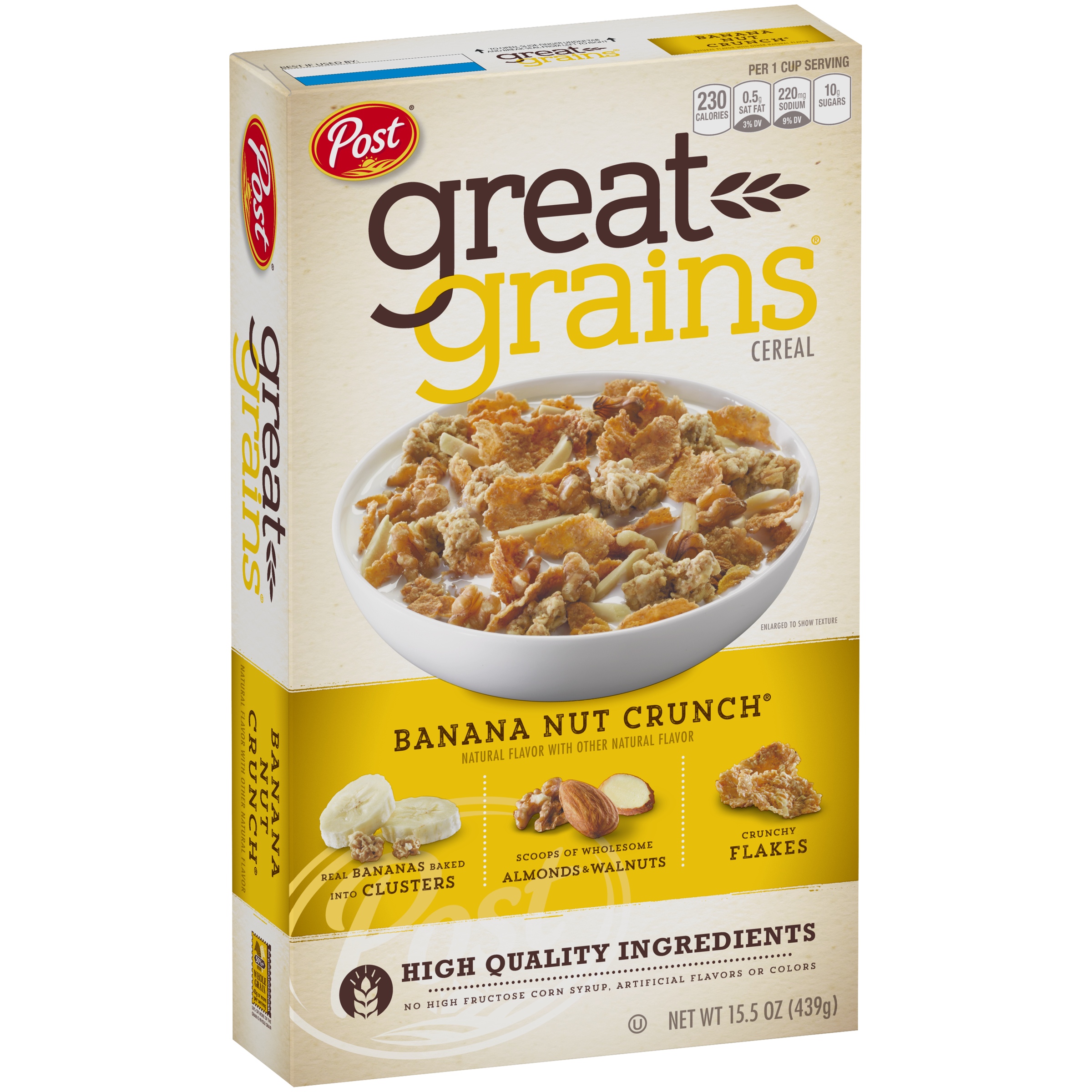 Post Great Grains Breakfast Cereal, Banana Nut Crunch, 15.5 Oz - image 1 of 4