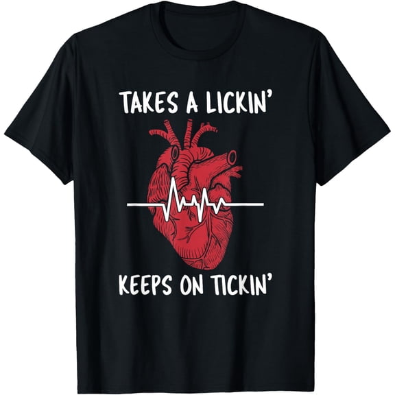 t-shirt Post Heart Surgery Bypass Recovery Tshirt Takes A Lickin' T-Shirt mens，black，women，funny，journey，Crew Neck, Short Sleeve,printing