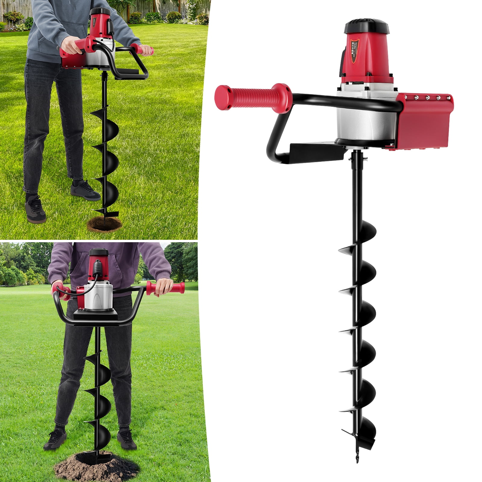 Deep Auger Digging Machine Post Hole Digger, 1500W 1.6HP Electric Post Hole Auger Earth Auger ...