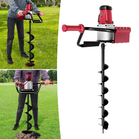 Post Hole Digger, 1500W 1.6HP Electric Post Hole Auger Earth Auger Digging Drill Digging Machine with 4" & 6" Digging Auger Bits and Extension Bar Set for Planting, Trenching in Garden