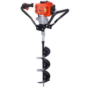 Post Hole Digger, 43cc Post Hole Digger, Gas Powered Earth Digger with 6&8" and absorber,Earth Auger Drill Bit, 30 inch Long Alloy Steel Auger, for Farmland, Garden and Plant, EPA Certification,