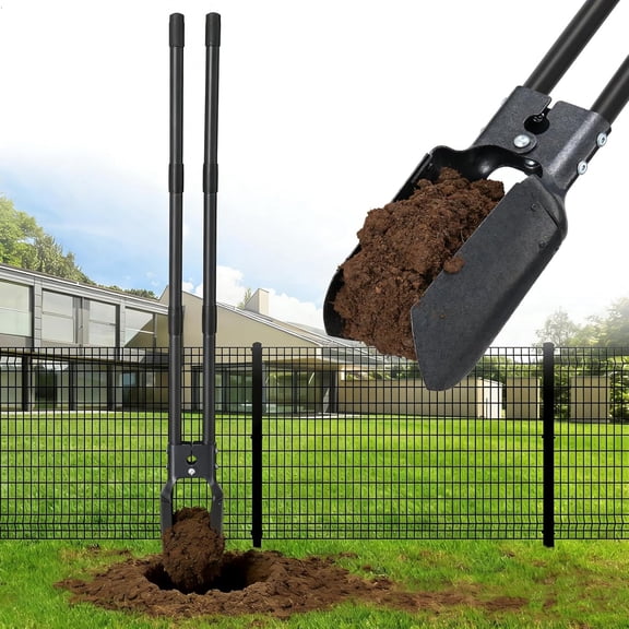Post Hole Digger, 54 Manual Plant Hole Digging Tool for Gardening, Soil Plugging, Cultivating, Weeding,Heavy Duty Metal Holes Digger Tool with Sharp Blade for Fence Installation Bulbs Planting
