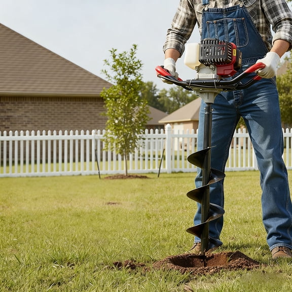 Post Hole Digger, Auger Post Hole Digger with 8" Earth Auger Drill Bit, 31.5 inch Alloy Steel Auger Spiral Drill Bit Borer, for Farm, Garden and Plantation