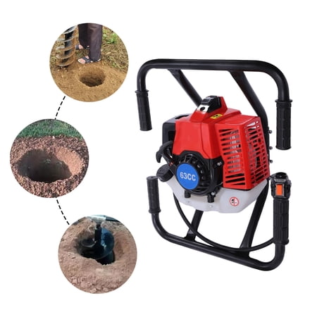 63CC Gas Powered 2-Stroke 3HP 2 Person Post Hole Digger with 6” Bit