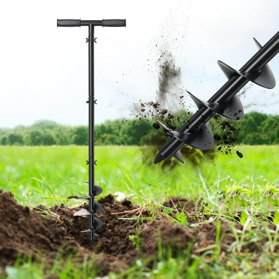 Post Hole Digger, Hand Auger Spiral Drill for Planting, 38 Inch Long Post Hole Digger Manual Earth Auger for Fence Posts, Sand, Bulb, Seedlings, Tree, Mail Box, Non Slip T Handle