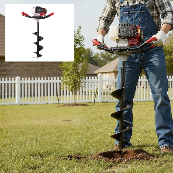 Post Hole Digger Max Speed: 8500 RPM , 63CC 2400W Gas Powered Earth Auger Earth Digger, Auger Post Hole Digger with Drilling specification 7.87x31.49 inchesfor Fence, Farmland and Garden