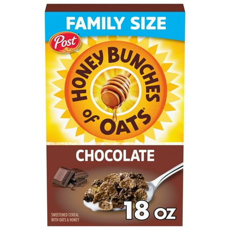 Honey Bunches of Oats Chocolate Breakfast Cereal, Made with Whole Grain Cereal, 18oz Box