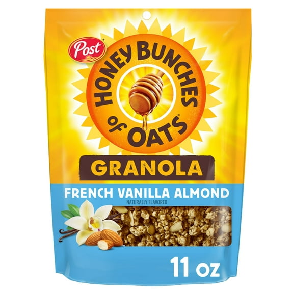 Post Honey Bunches of Oats French Vanilla Almond Granola, Ready-to-Eat Crunchy Granola Cereal, 11 oz (Pack 4)
