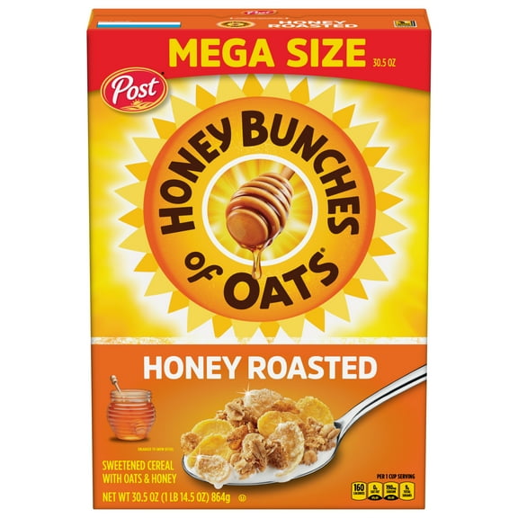 Post Honey Bunches of Oats Honey Roasted Breakfast Cereal, 30.5 OZ Box