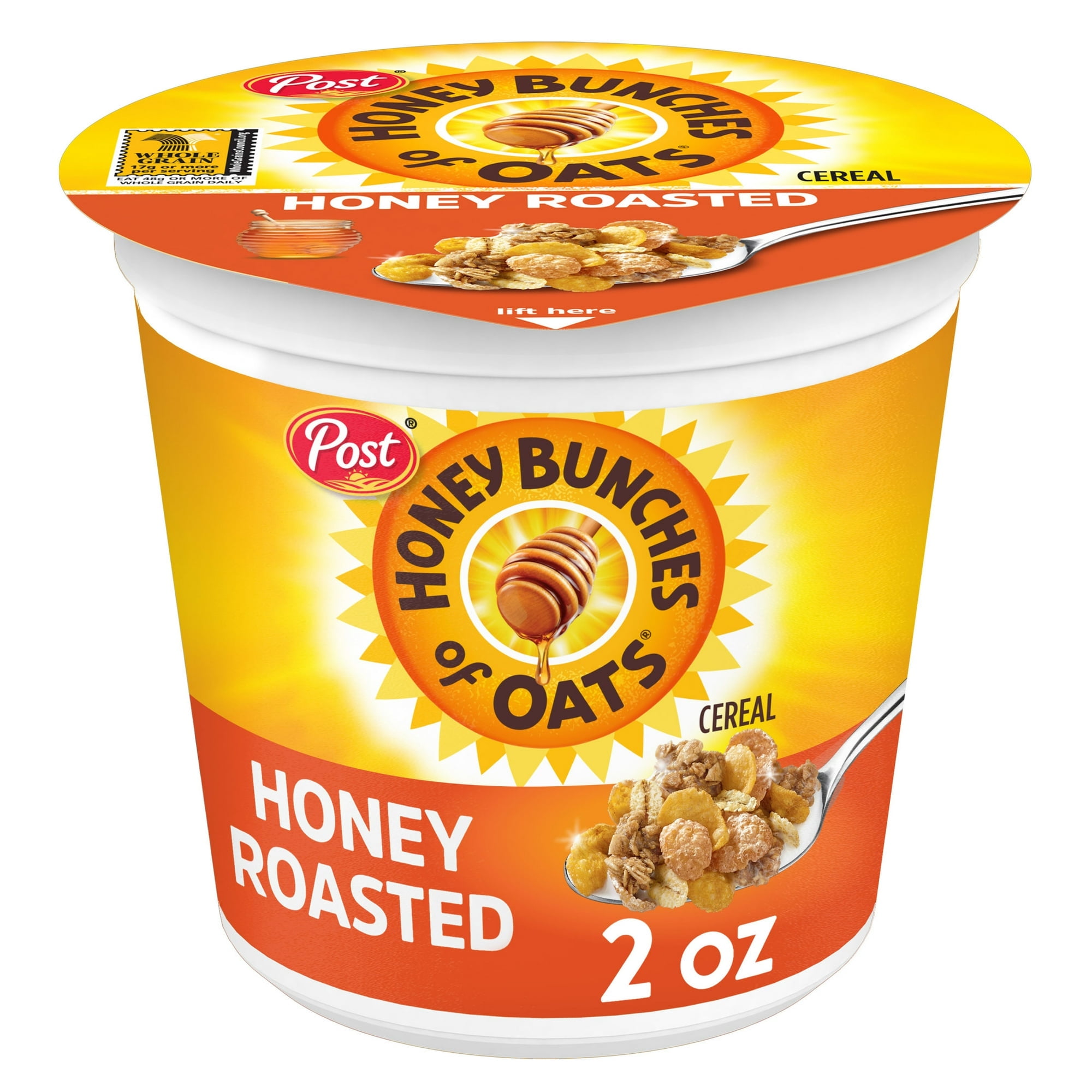 Post Honey Bunches of Oats Honey Roasted Breakfast Cereal, Crunchy Ready-to-eat 2 oz (Pack 10)