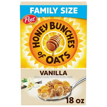 Post Honey Bunches of Oats Vanilla Breakfast Cereal, Cereal with Granola Clusters, Crunchy 18 oz Box