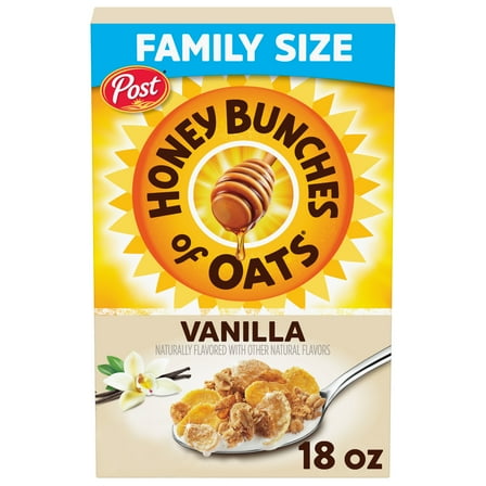 Honey Bunches of Oats Vanilla Breakfast Cereal with Crunchy Oats and Granola, Family Size 18 oz Box