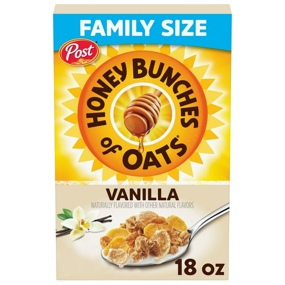Honey Bunches of Oats Vanilla Breakfast Cereal with Crunchy Oats and Granola, Family Size 18 oz Box