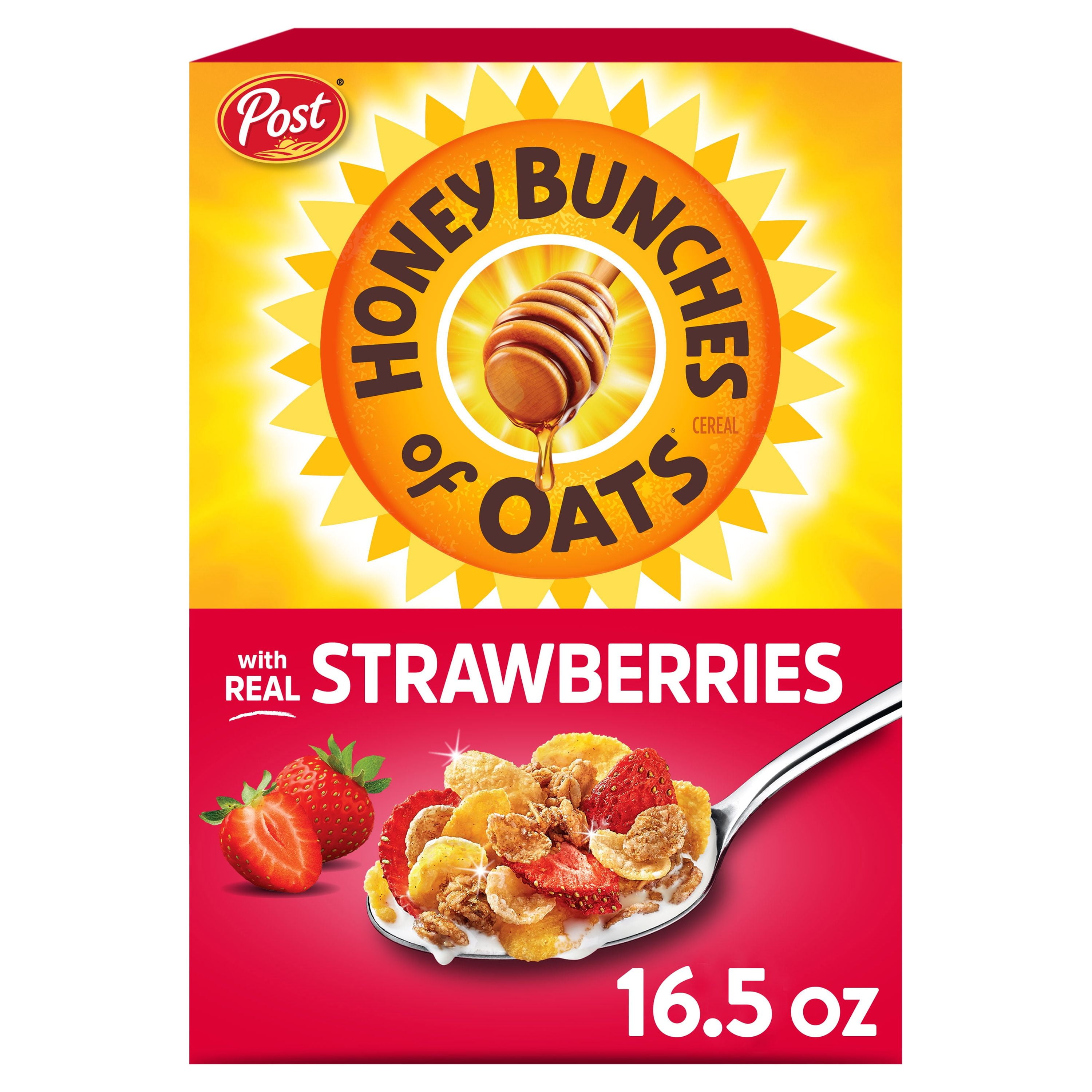 Post Honey Bunches of Oats with Strawberries Breakfast Cereal, Honey