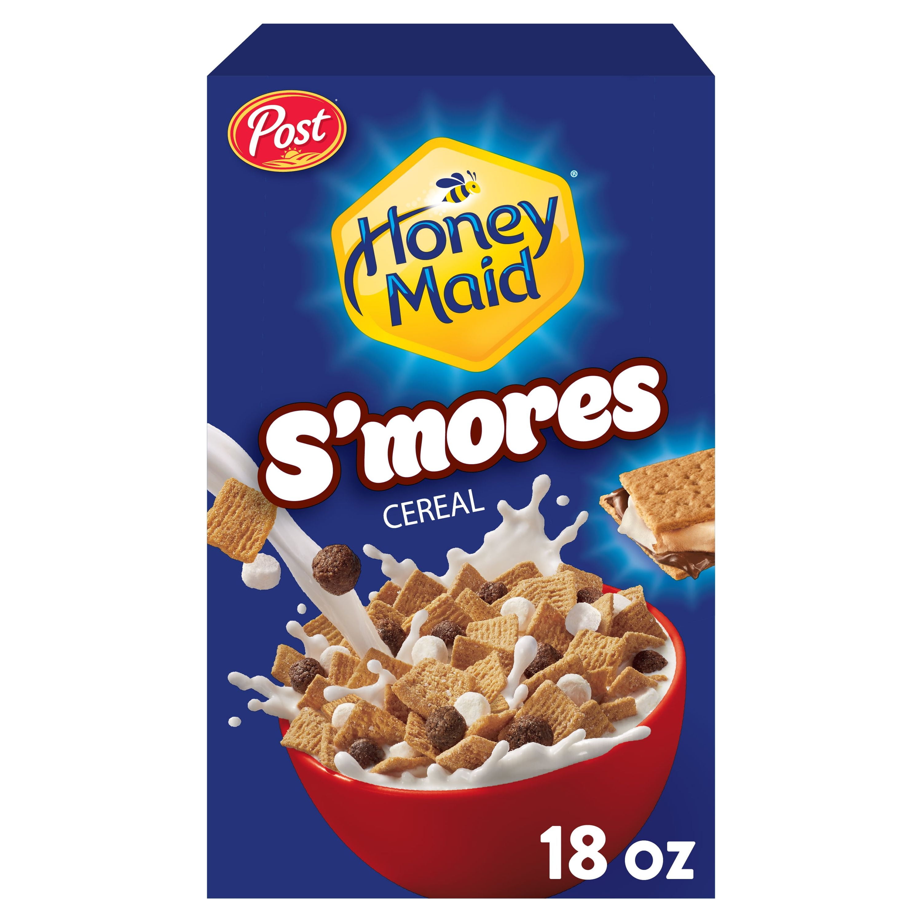 Post Honey Maid S'mores Breakfast Cereal Sweetened Corn and Wheat Cereal, Breakfast Snacks 19 oz