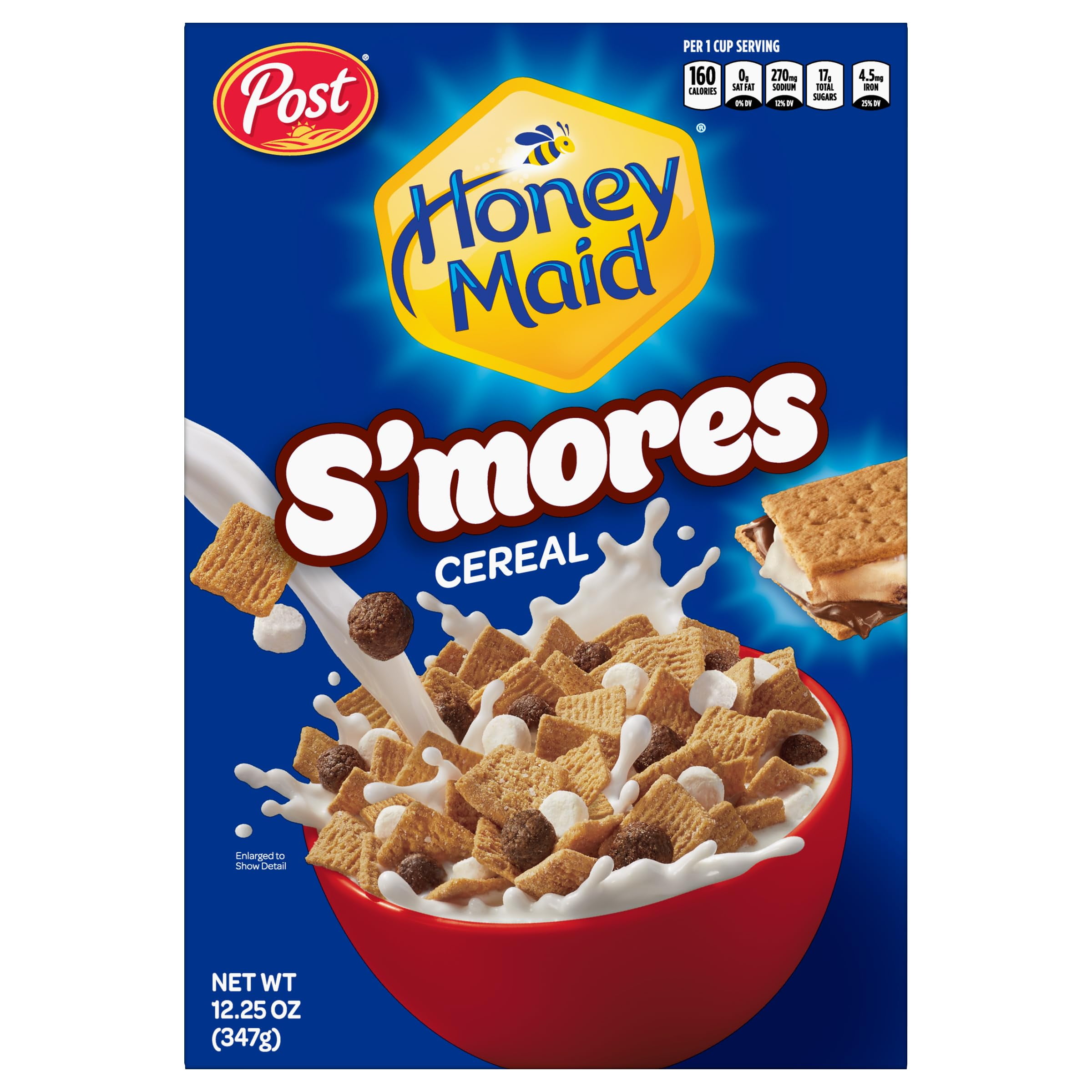Post Honey Maid S'mores OKA4Breakfast Cereal, Sweetened Corn and Wheat Cereal, Breakfast Snacks 12.25 oz
