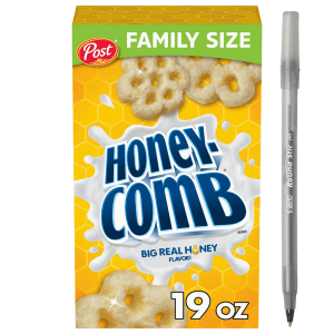Post Honeycomb Breakfast Cereal, Made with Real Honey, Certified Kosher Cereal with pan