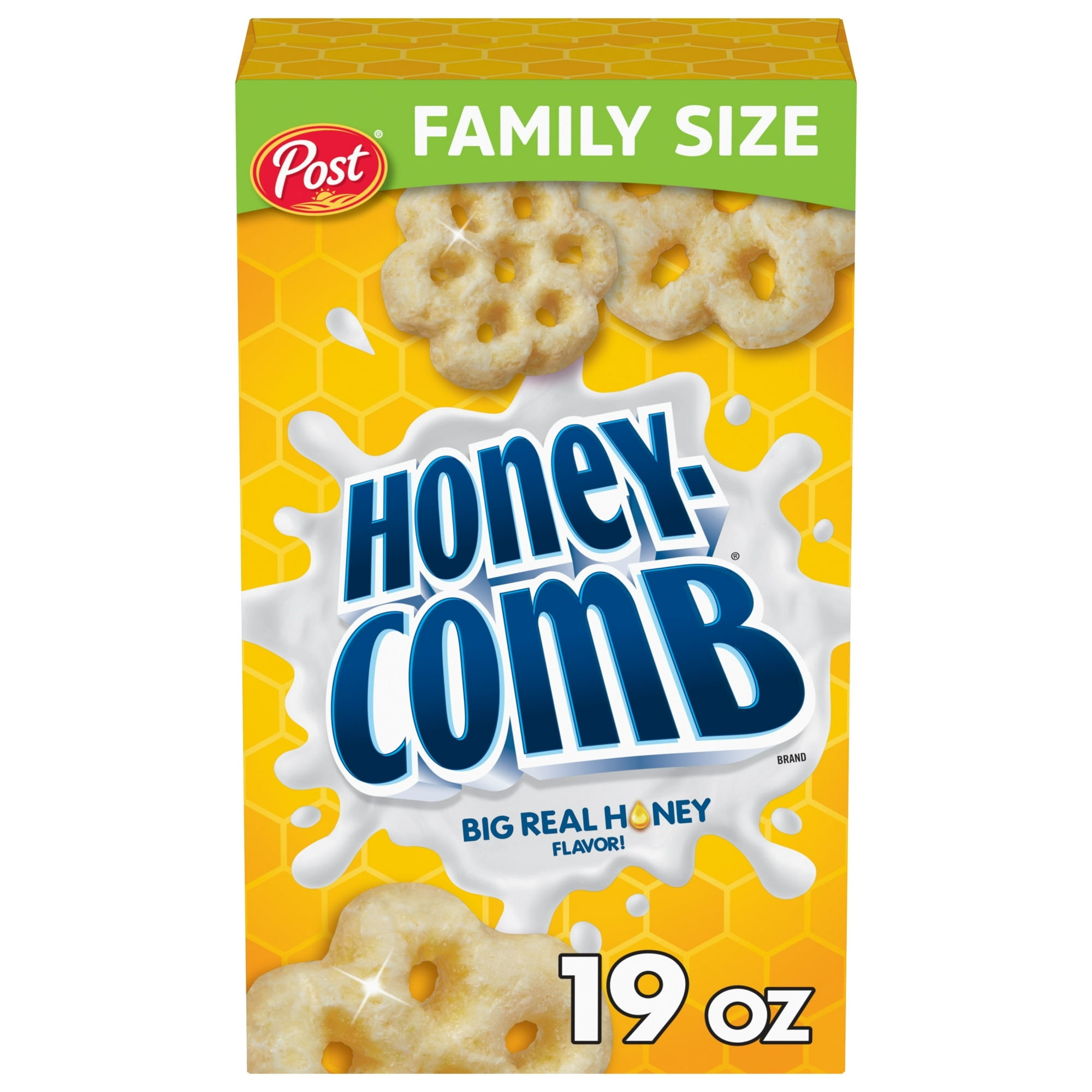 Post Honeycomb Cereal, Honey Flavored Crunchy Breakfast Cereal, 19 oz (Pack 4)