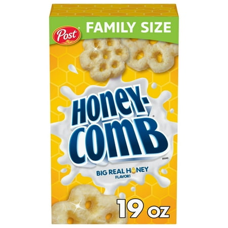 Post Honeycomb Cereal, Honey Flavored Crunchy Breakfast Cereal, 19 oz (Pack 4)