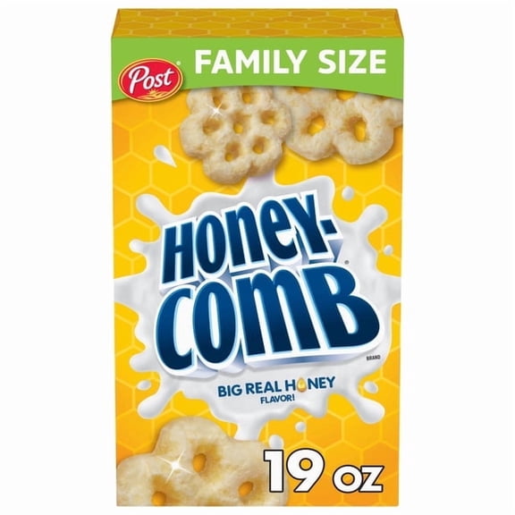 Post Honeycomb Cereal, Honey Flavored Crunchy Breakfast Cereal, 19oz Box pack of 2