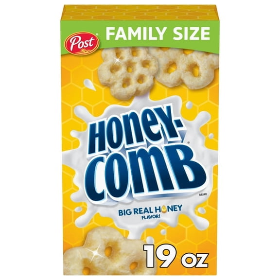Post Honeycomb Cereal, Honey Flavored Crunchy Breakfast Cereal, 19oz Box(pack of 4)