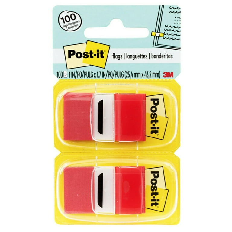Marking Page Flags in Dispensers, Red, 50 Flags/Dispenser, 12 Dispensers/Pack