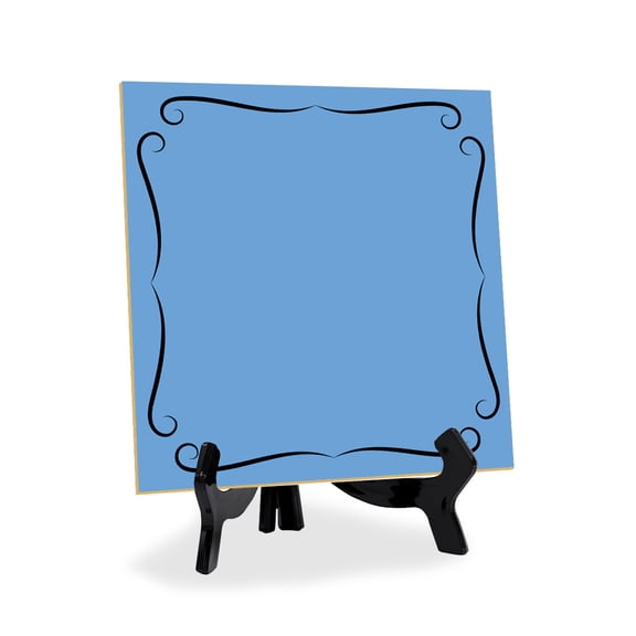 Post-It Note Style MDF Table Signs (5x5” Square) | Dry Wipe to Personalize Your Message| Does Not Include Dry Wipe Pen | Black Acrylic Easel for Display (Blue)