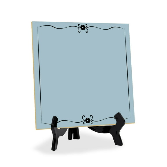 Post-It Note Style MDF Table Signs (5x5” Square) | Dry Wipe to Personalize Your Message| Does Not Include Dry Wipe Pen | Black Acrylic Easel for Display (Light Blue)