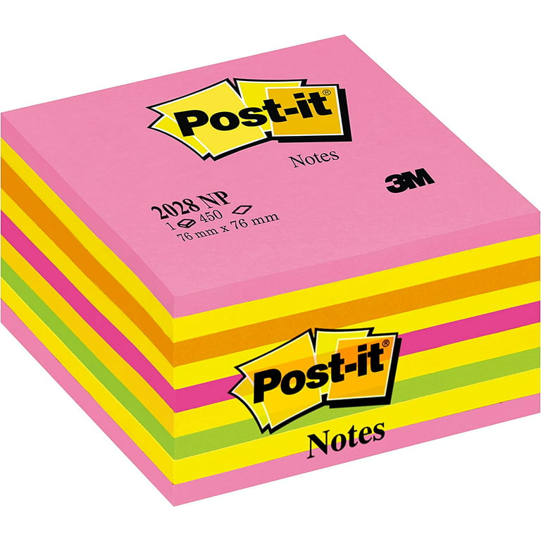 3M Post-it Die-Cut cube de notes coeur 70 x 70 mm - fuchsia/rose/rose clair  3M