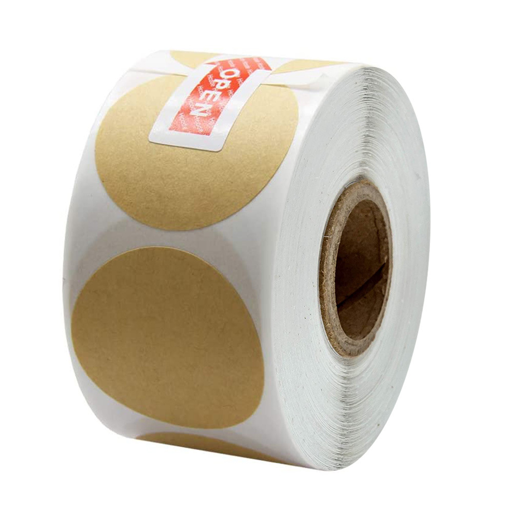 Post-It Notes Color Self-Adhesive Sealing Label Round Sticker Stationery Supplies Kraft Paper Color 2 Rolls (500 PCS/Roll)