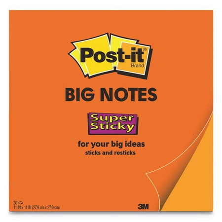 Post-It Notes Super Sticky Big Notes, 11 X 11, Orange, 30 Sheets