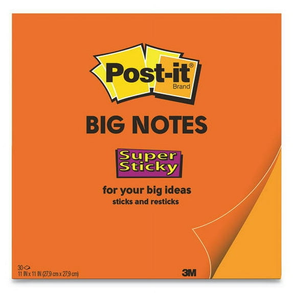 Post-It Notes Super Sticky Big Notes, 11 X 11, Orange, 30 Sheets