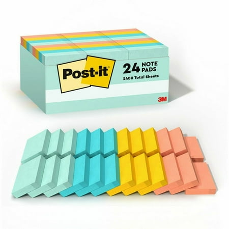 Post-It Notes Value Pack, 1 3/8" x 1 7/8", Marseille Collection, 24 Pads