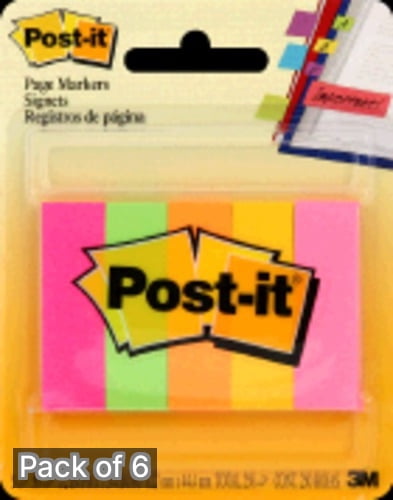 Post-It Page Markers, Assorted (Pack of 6)