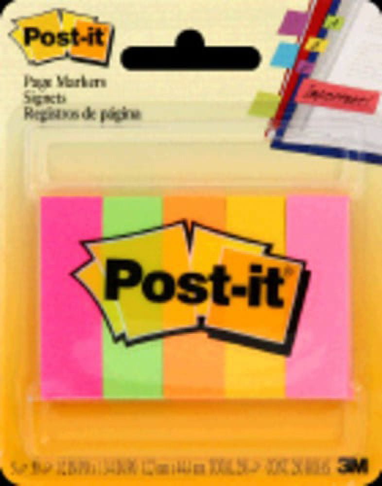 Post-It Page Markers .5"X1.75" 5/count-Assorted (Pack of 8)