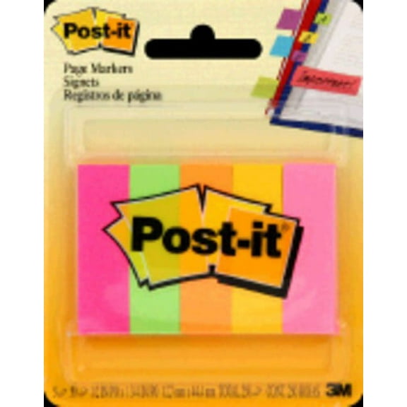 Post-It Page Markers .5"X1.75" 5/count-Assorted (Pack of 8)