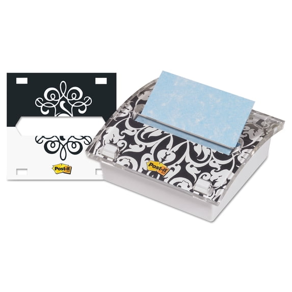 Post-It Pop-up Notes Pop-up Note Dispenser with Designer Insert, 3 x 3 Pad, White/Clear
