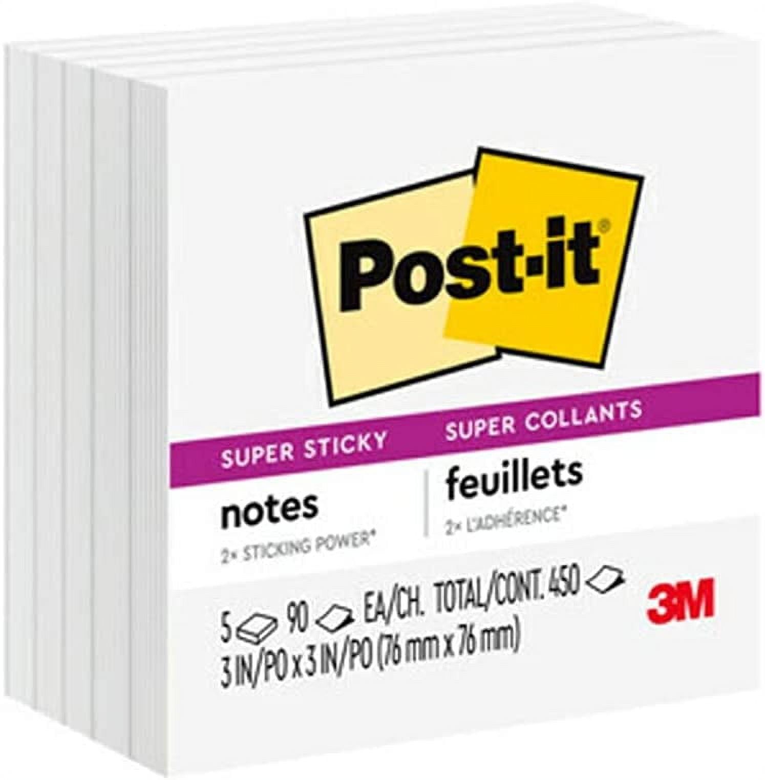 Post-it Super Sticky Notes, 3x3 in, 2x the Sticking Power, Assorted Bright  Colors, Recyclable (pack of 12)