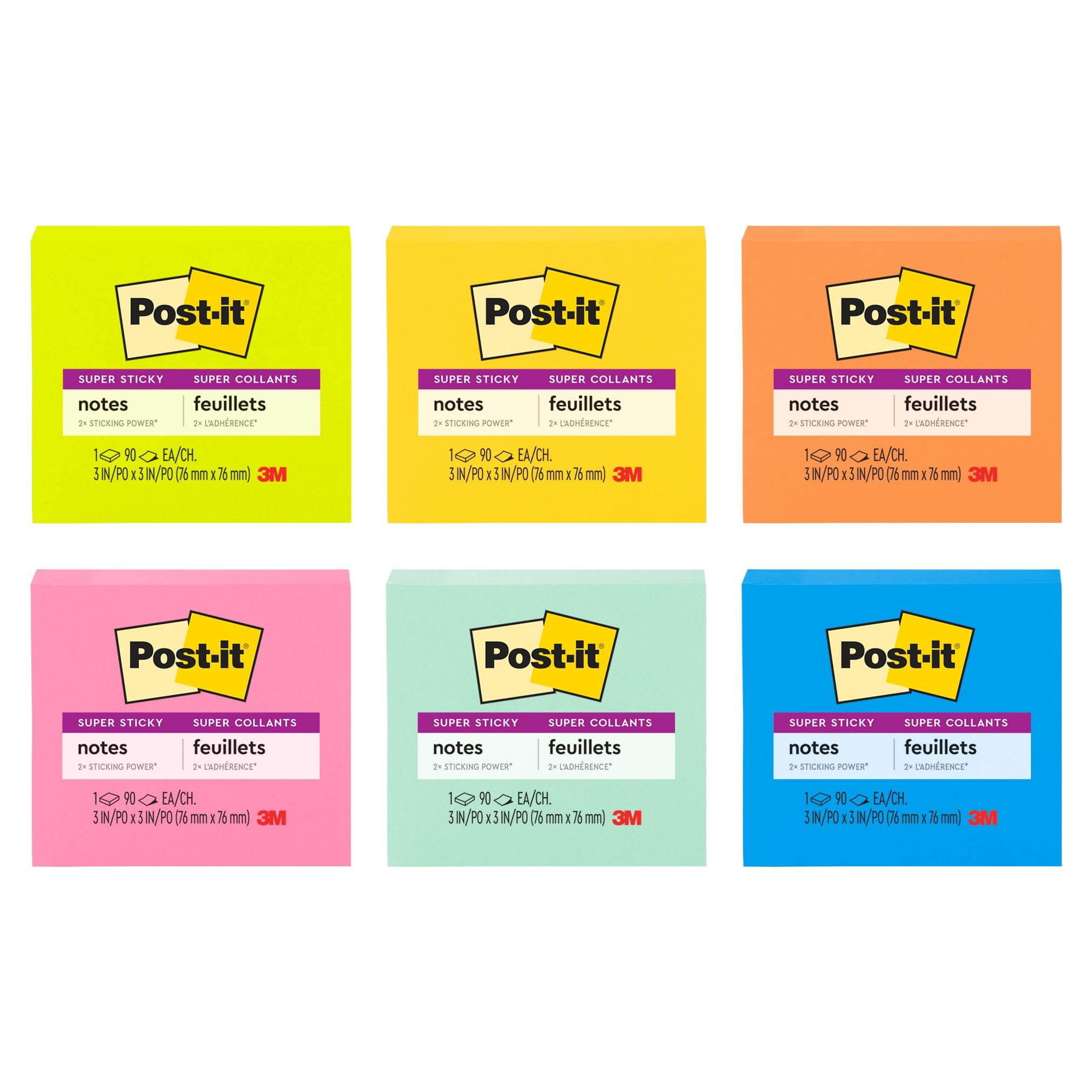 Post-It Super Sticky Notes Display 96/Pkg-