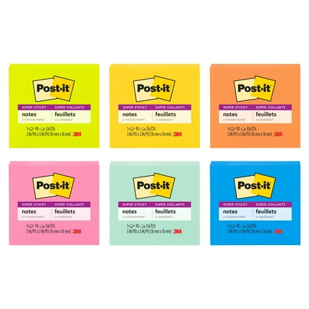 Post-It Super Sticky Notes Display 96/Pkg-