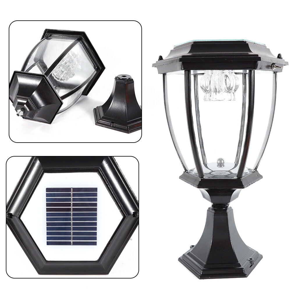 Post Light Fixture Outdoor LED Post Lamp Pole Lantern Street Fence Light  Black