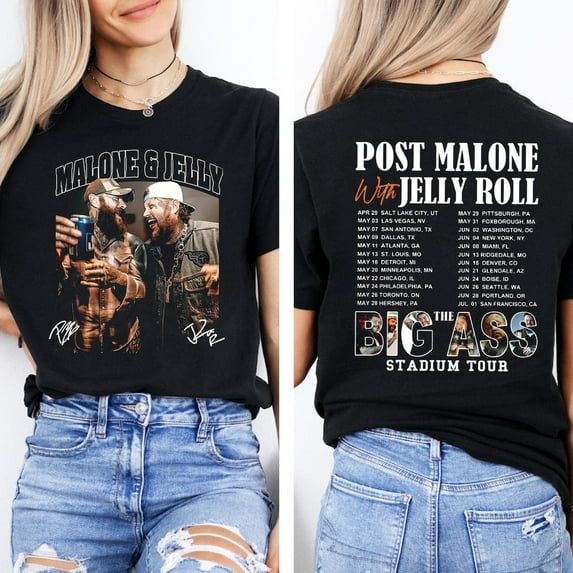Post MalOone Jelly ROoll 2025 Tour Shirt, Big Ass Stadium Tour, Concert Music Western 2025