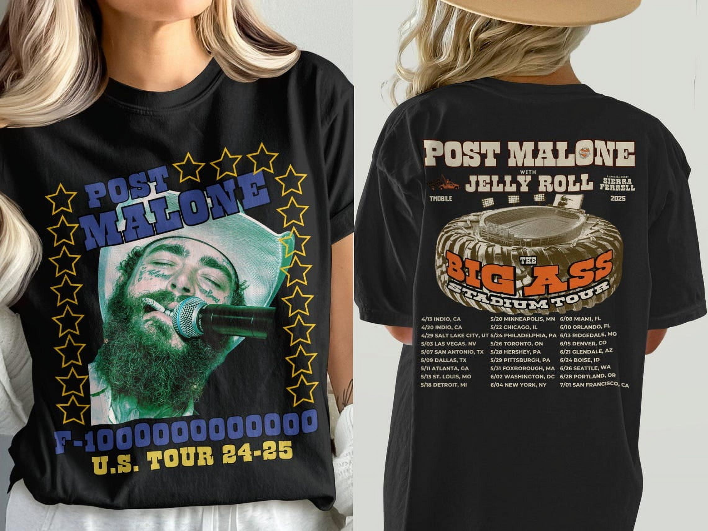 Post Malone Double Sided TShirt, Tour Big Ass Stadium Tour, Posty 2025