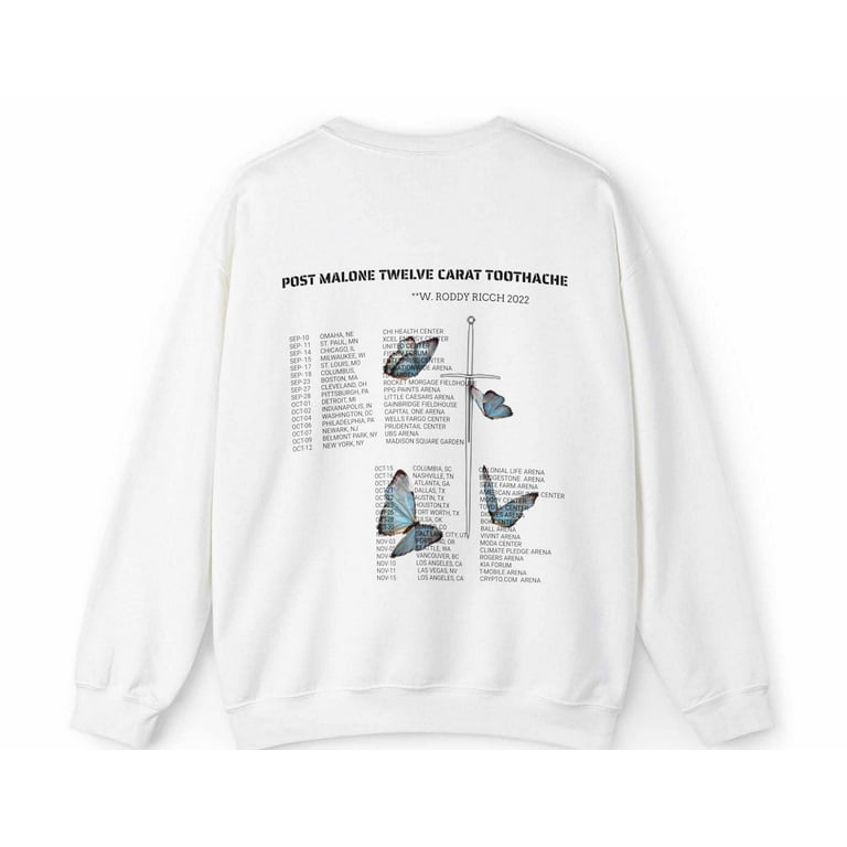Post Malone Merch Crewneck Sweatshirt Size 3Xl Tee Light Blue New Walmart