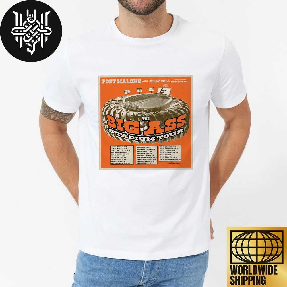 Post Malone The BIG ASS Stadium Tour 2025 Tour Dates Artwork Unisex T