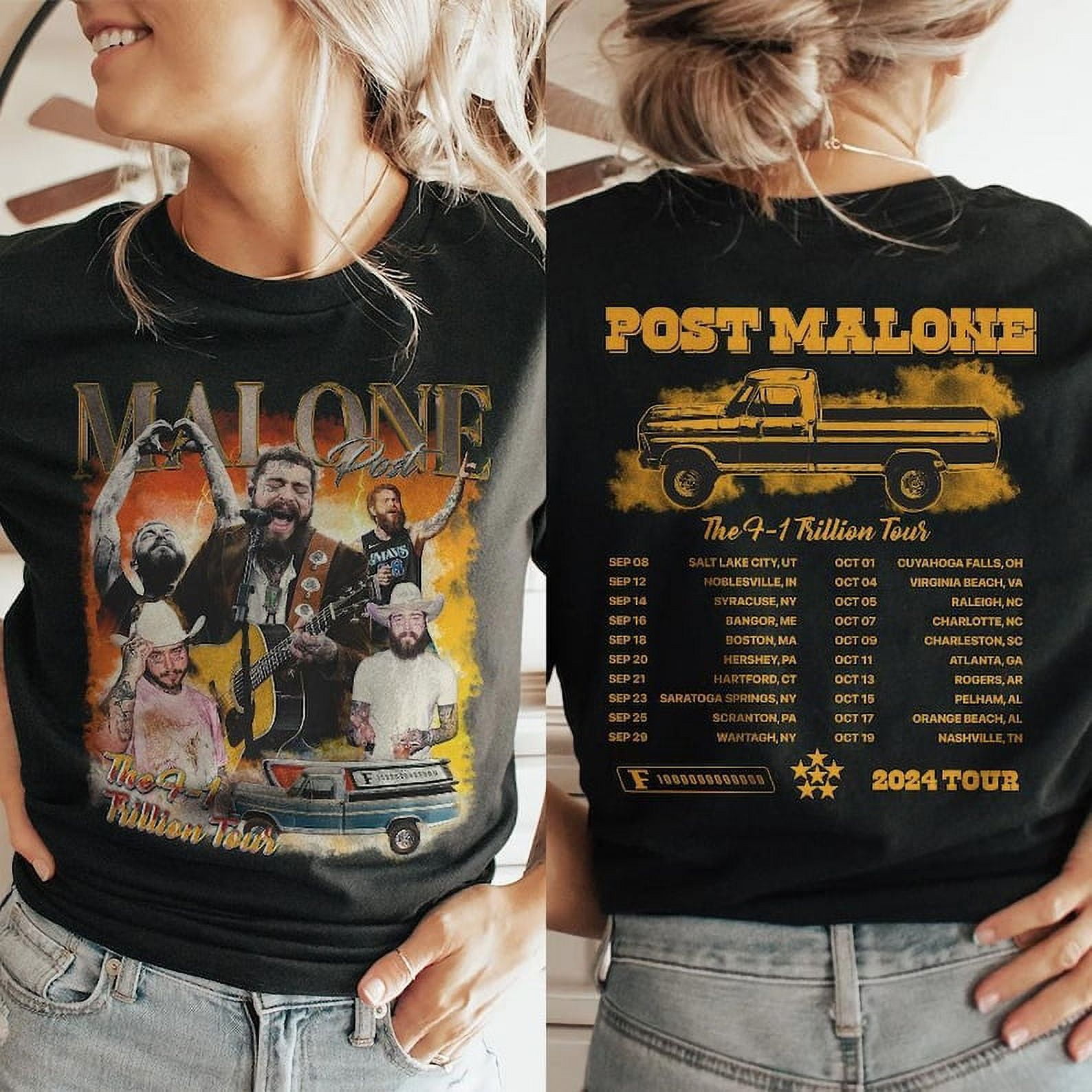 Post Malone Tour Shirt, Music 2 Sides Shirt Post Malone The F1 Trillion 2024 Concert Gift For